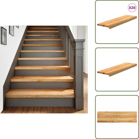 Alféizares - vidaXL Peldaños de escalera 20 uds madera maciza roble marrón claro - Muebles de roble