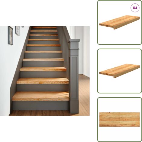 Alféizares - vidaXL Peldaños de escalera 4 uds madera maciza roble marrón claro - Muebles de roble