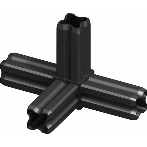 alfer Knotenverbinder 23,5 mm schwarz 4 Zapfen Kunststoff Verbinder Eckverbinder