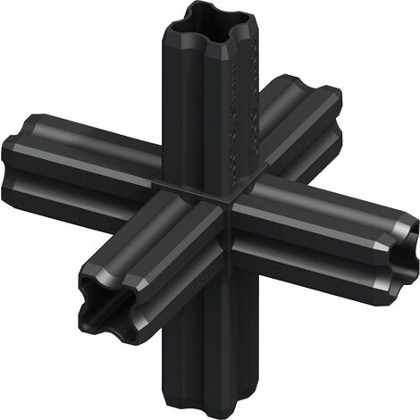 alfer Knotenverbinder 23,5 mm schwarz 6 Zapfen Kunststoff Verbinder Eckverbinder