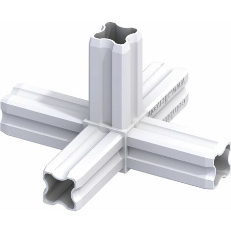 alfer Knotenverbinder 23,5 mm weiß 5 Zapfen Kunststoff Verbinder Eckverbinder