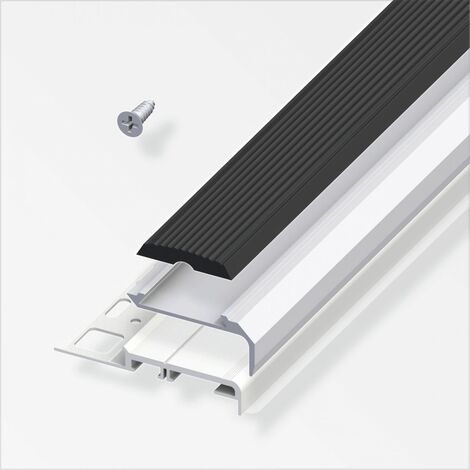 alfer Komplett-Set 1 m, 8 mm Aluminium eloxiert silber, schwarz Treppenprofile