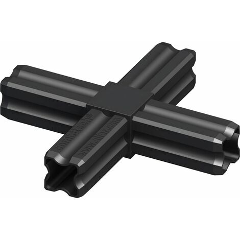 alfer Kreuzverbinder 23,5 mm schwarz 4 Zapfen Kunststoff Verbinder Eckverbinder