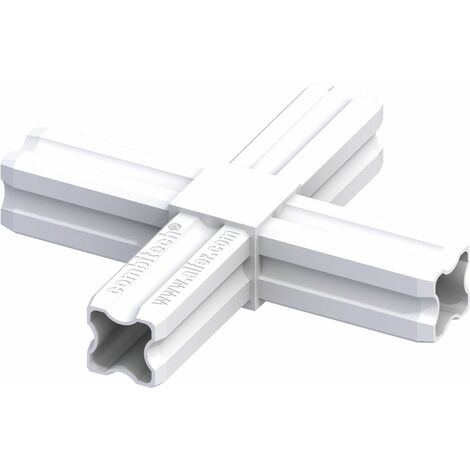 alfer Kreuzverbinder 23,5 mm weiß 4 Zapfen Kunststoff Verbinder Eckverbinder