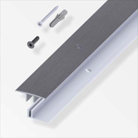 alfer Übergangs-Profil und Träger-Profil 1 m, 33 x 7 - 15 mm Alu  gebürstet Profil