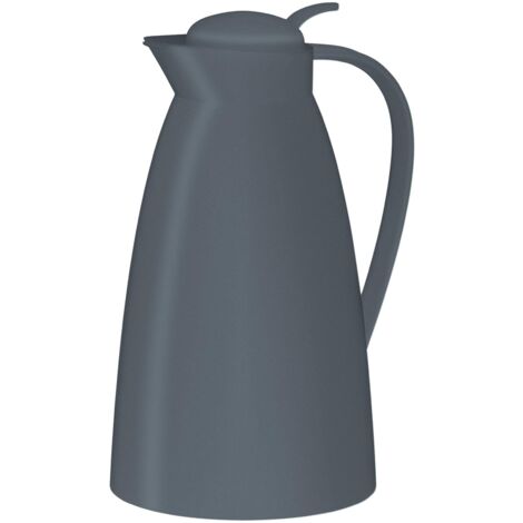 alfi ECO 1,0 l, grigio scuro, thermos con inserto igienico in vetro temperato in plastica, tappo a vite con comodo pulsante, versare con una sola mano, ideale come caffettiera da caffè, teiera, senza