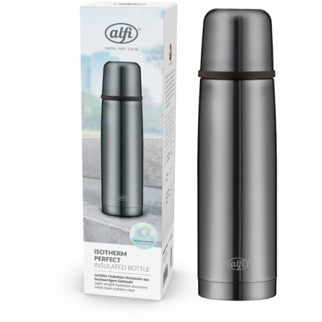 alfi ISOTHERM AV 500ml, cool grey mat, borraccia isolante in acciaio con bicchiere, ermetica con chiusura automatica, smontabile, caldo per 12 ore, anti-impronte, senza BPA