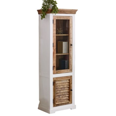 Alfie Bookcase/Display Cabinet - 3 Shelves & 1 Doors - Mango Wood - L40 x W60 x H175 cm