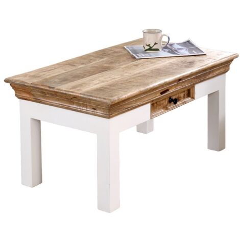 Alfie Coffee Table with Drawer - Mango Wood - L50 x W85 x H40 cm