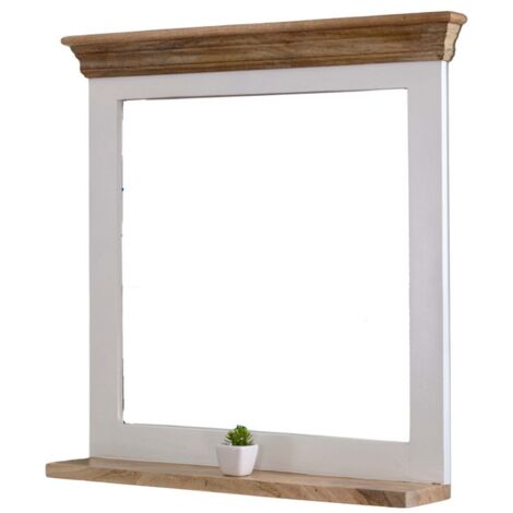 Alfie Framed Mirror with Shelf - Mango Wood - L80 x W73 x H16 cm