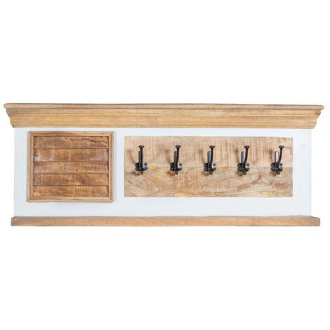 Alfie Hook/Coat Hanger Wall - Mango Wood - L16 x W110 x H40 cm