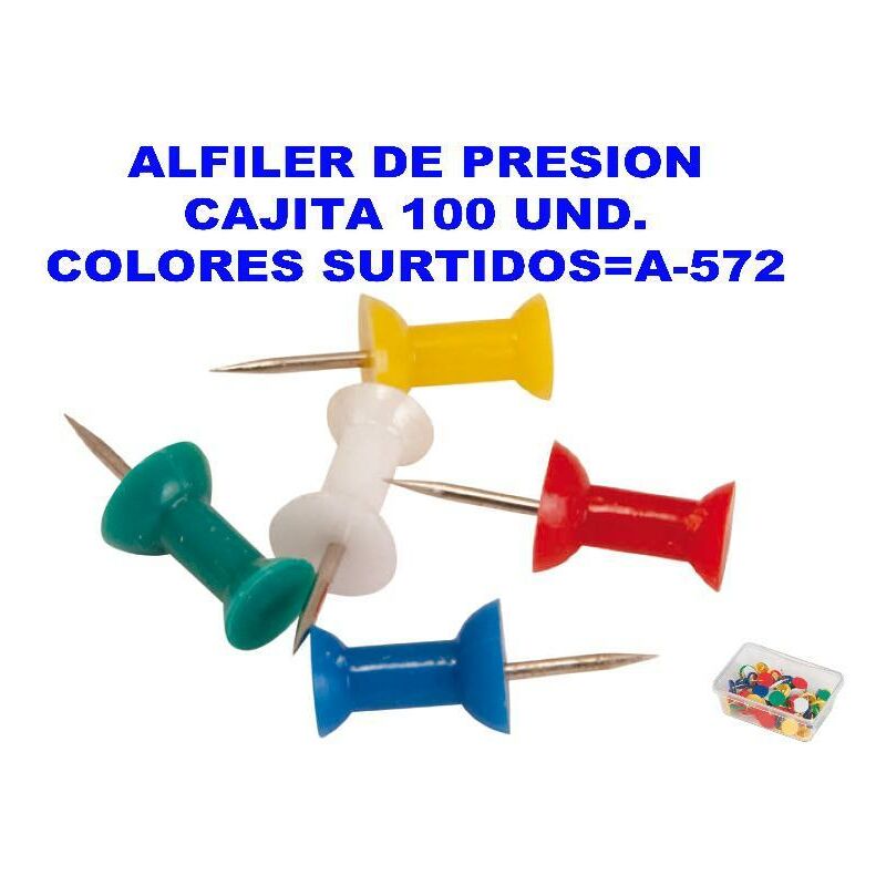 

alfiler de presion cajita 100 und. colores surtidos a-572 - Mibricotienda