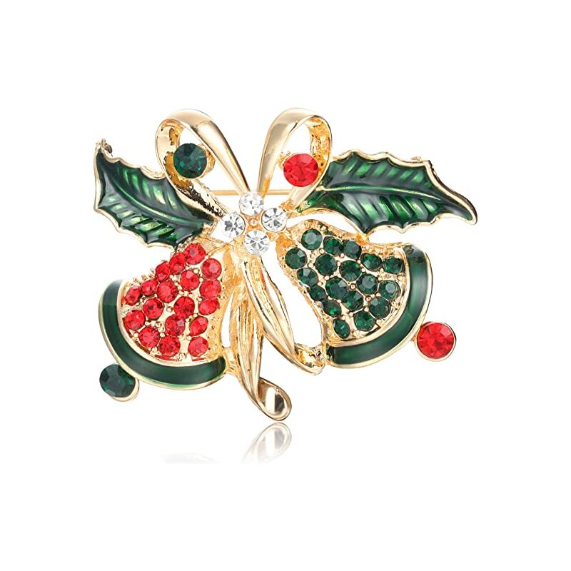 

Alfileres de broche temáticos navideños Joyas de esmalte para el pecho con diamantes de imitación Cristal Jingle Bell Árbol de Navidad Bastón de