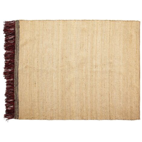 Alfombra 240X300 Yute Natural/Rojo/Negro