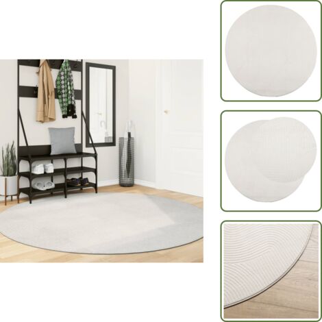Alfombra 3D - vidaXL Alfombra de pelo corto look escandinavo IZA crema Ø 200 cm - Alfombra antideslizante