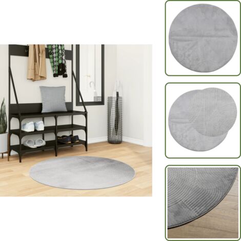 Alfombra 3D - vidaXL Alfombra de pelo corto look escandinavo IZA gris Ø 100 cm - Alfombra antideslizante