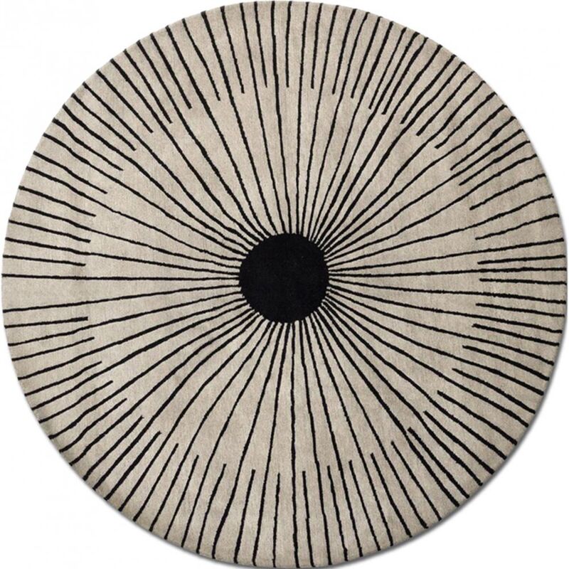 

Alfombra a Rayas Beige / Negro Lana