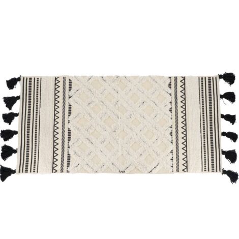 Alfombra agadir algodón otras fibras 45x90 cm - blanco negro - Tendance