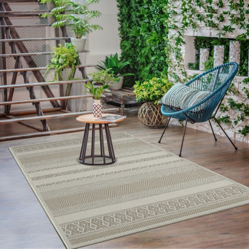

Jadorel - Alfombra al aire libre Cancún Ex Tapis Kilim Carpet Terraza o jardín en UnAmourDeTapis - Beige