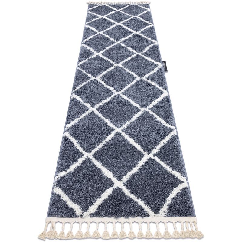 

Rugsx - Alfombra, alfombra de pasillo BERBER CROSS gris – para la cocina, entrada, pasillo Tonos de gris y plata 70x200 cm