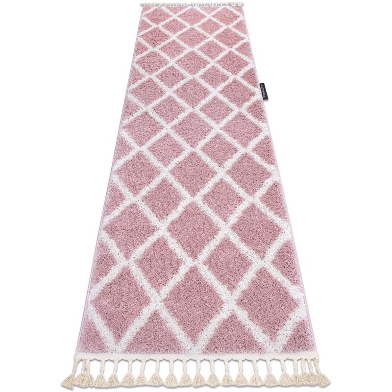 

Alfombra, alfombra de pasillo BERBER TROIK rosado – para la cocina, entrada, pasillo Tonos de rosa 80x300 cm