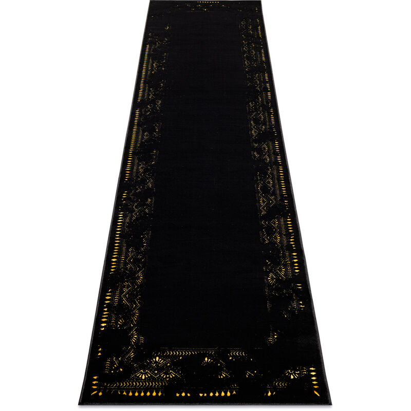 

Rugsx - Alfombra, alfombra de pasillo GLOSS moderno 408C 86 Marco elegante, glamour, art deco negro / oro Negro 60x250 cm