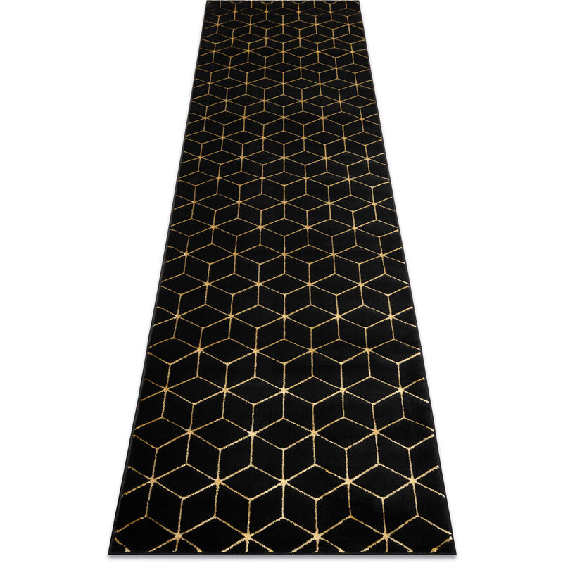 

Rugsx - Alfombra, alfombra de pasillo GLOSS moderno 409C 86 Cubo elegante, glamour, art deco negro / oro Negro 80x200 cm