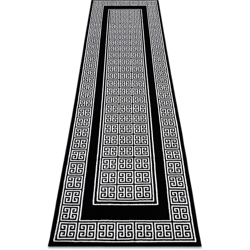 Rugsx - Alfombra, alfombra de pasillo gloss moderno 6776 85 elegante, marco, griego negro / marfil black 70x200 cm