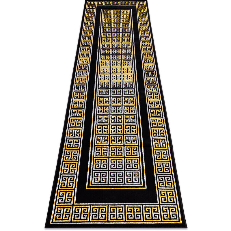 

Rugsx - Alfombra, alfombra de pasillo GLOSS moderno 6776 86 elegante, marco, griego negro / oro Negro 60x300 cm