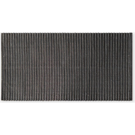 ALFOMBRA ALGODÓN GRIS OSCURO CON DETALLES BLANCOS 60X120CM