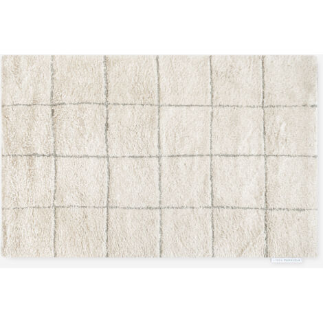 Alfombra algodón Noa Natural y Verde 60 x 90 cm