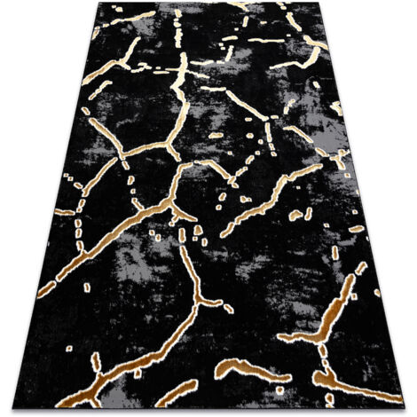 Alfombra ALLURE 1967 Mármol - Estructural, elegante, glamurosa negro / oro  black 140x190 cm
