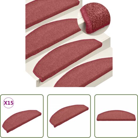 Alfombra anti resbalón -  Felpudos para escaleras 15 unidades 65x24x4 cm Burdeos Semicirculares Grandes