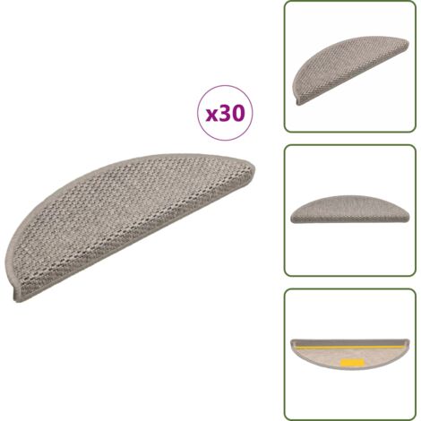 Alfombra anti resbalón - vidaXL Alfombra autoadhesiva escalera sisal 30 uds 56x17x3 cm plateado - Alfombra decorativa