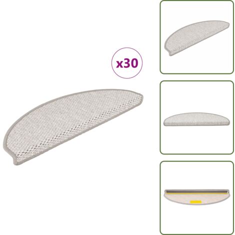 Alfombra anti resbalón - vidaXL Alfombra autoadhesiva escalera sisal 30 uds 65x21x4 cm Platina - Alfombra decorativa