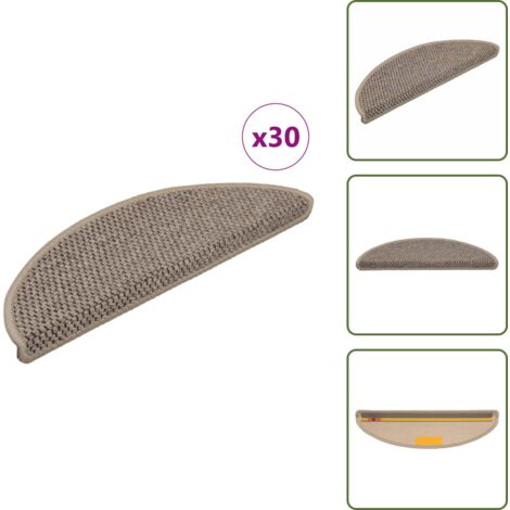 Alfombra anti resbalón - vidaXL Alfombra autoadhesiva escalera sisal 30 uds beige oscuro - Alfombra para casa