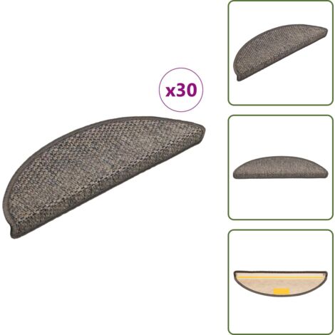 Alfombra anti resbalón - vidaXL Alfombra autoadhesiva escalera sisal 30 uds gris y beige - Alfombra decorativa