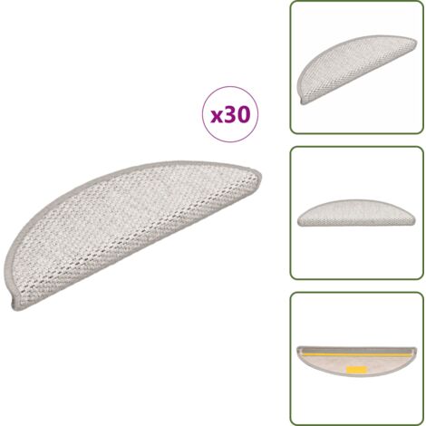 Alfombra anti resbalón - vidaXL Alfombrilla autoadhesiva escalera sisal 30uds Platina 56x17x3cm - Alfombra decorativa