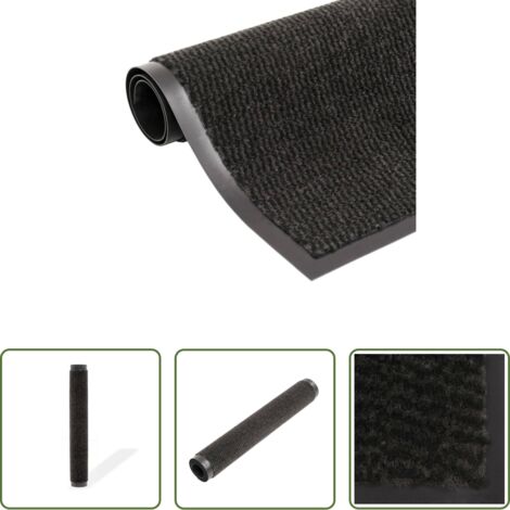Alfombra antideslizante -  Alfombra de entrada rectangular de nudo 90x150 cm negra