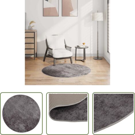 Alfombra antideslizante -  Alfombra lavable gris φ120 cm