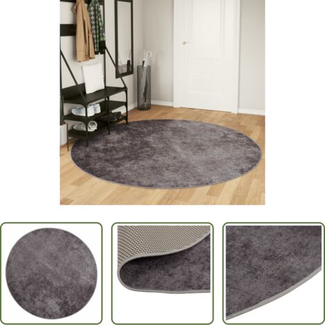 Alfombra antideslizante -  Alfombra lavable gris Ø 200 cm