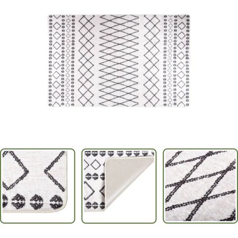 Alfombra antideslizante -  Alfombra lavable negro y blanco 160x230 cm