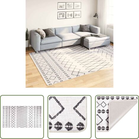 Alfombra antideslizante -  Alfombra lavable negro y blanco 190x300 cm