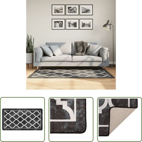 Alfombra antideslizante -  Alfombra lavable negro y blanco 80x150 cm