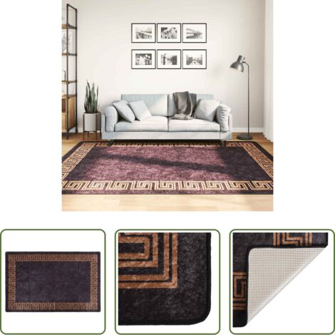 Alfombra antideslizante -  Alfombra lavable negro y dorado 160x230 cm