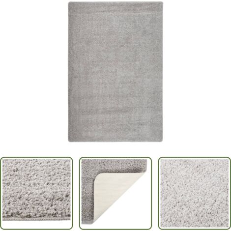 Alfombra antideslizante -  Alfombra peluda antideslizante gris claro 140x200 cm