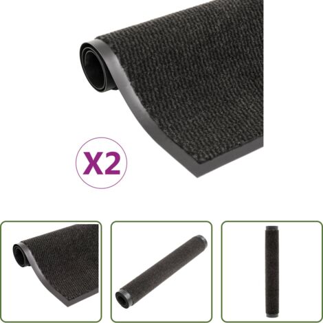 Alfombra antideslizante -  Alfombras de entrada rectangulares de nudo 2 uds negro 40x60 cm