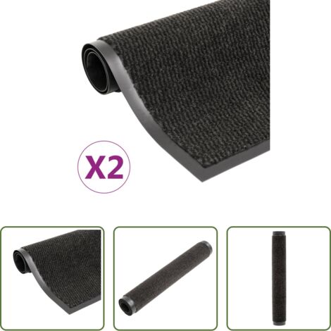 Alfombra antideslizante -  Alfombras entrada rectangulares de nudo 2 uds negro 120x180 cm