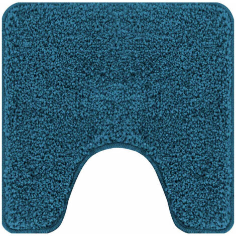 Alfombra antideslizante para baño con corte para inodoro Azul vidaXL