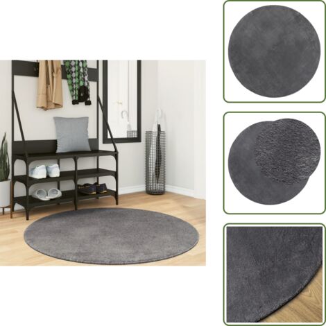 Alfombra antideslizante - vidaXL Alfombra de pelo corto suave lavable HUARTE antracita Ø 120 cm - Alfombra para salón
